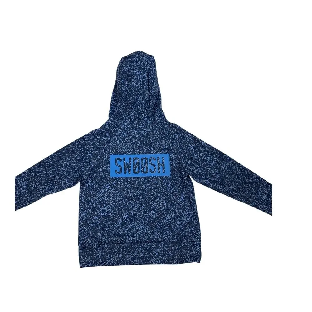 Nike Hoodie Blue Swoosh Logo Dri Fit Pullover Sweatshirt Size Youth XS 6/7